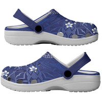 Samoa Siapo Pattern With Navy Hibiscus Clogs Shoes LT05 - Polynesian Pride