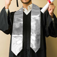 Samoa Siapo Pattern With White Hibiscus Graduation Stole LT05 - Polynesian Pride
