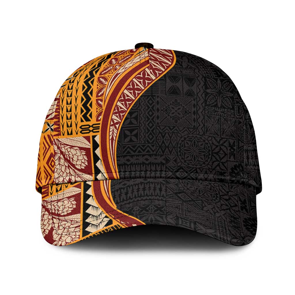 Samoa Siapo Tapa Pattern Half Style Classic Cap Yellow Color LT03 Universal Fit Yellow - Polynesian Pride