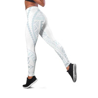 Samoa White Sunday Leggings Classic Siapo Style LT7 White - Polynesian Pride