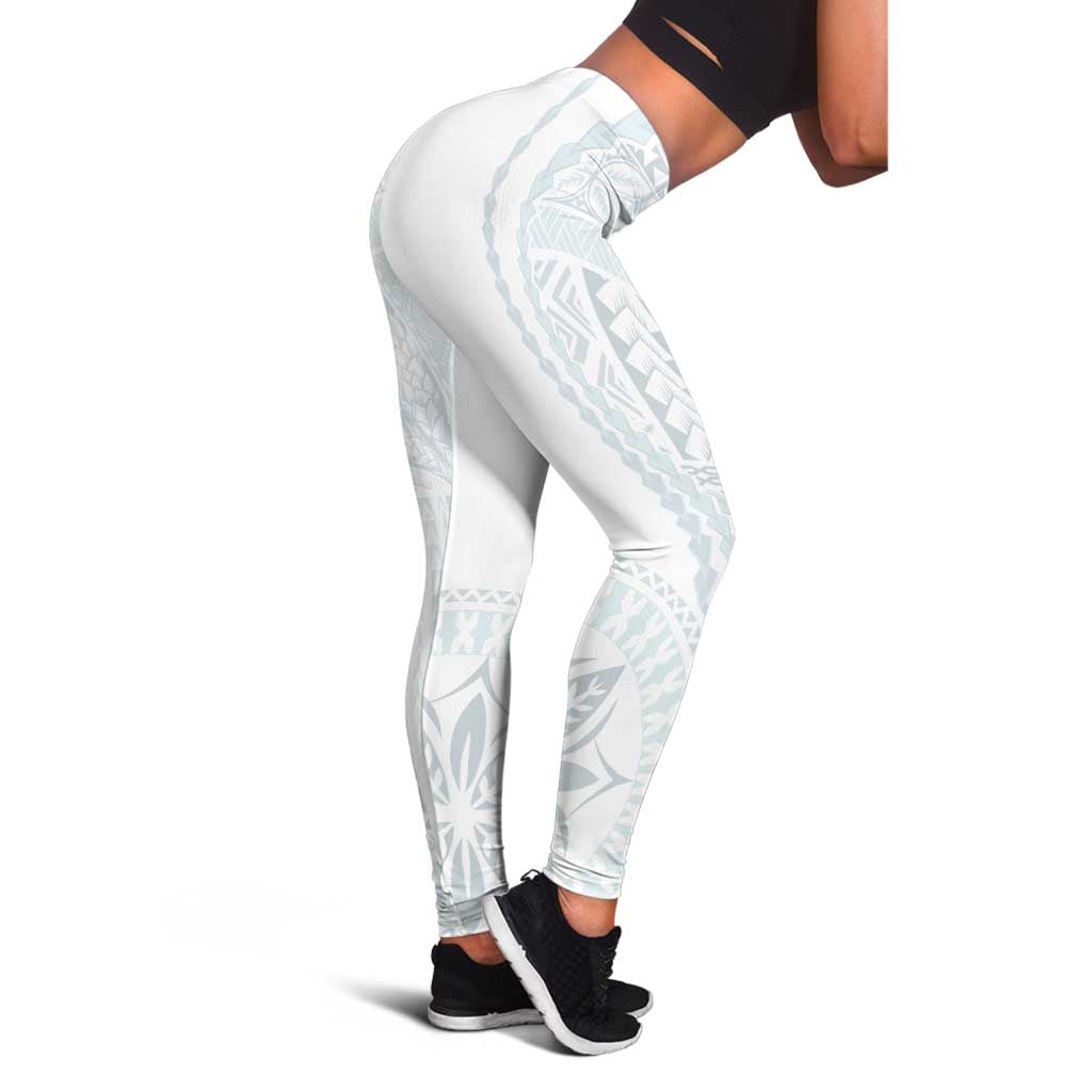 Samoa White Sunday Leggings Classic Siapo Style LT7 - Polynesian Pride