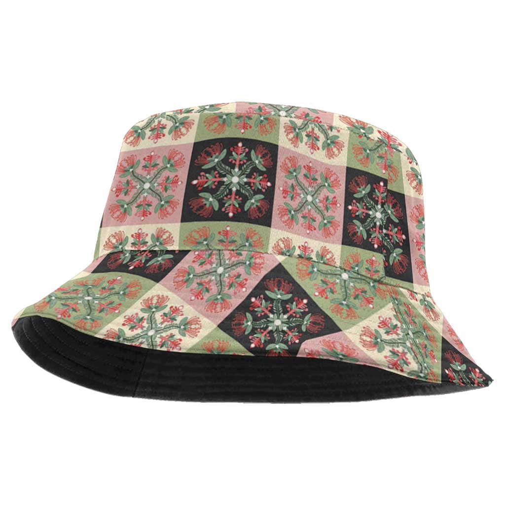 Seamless Pattern Pikake Lei Bucket Hat Floral Squares Pikake LT9 One Size Pink - Polynesian Pride