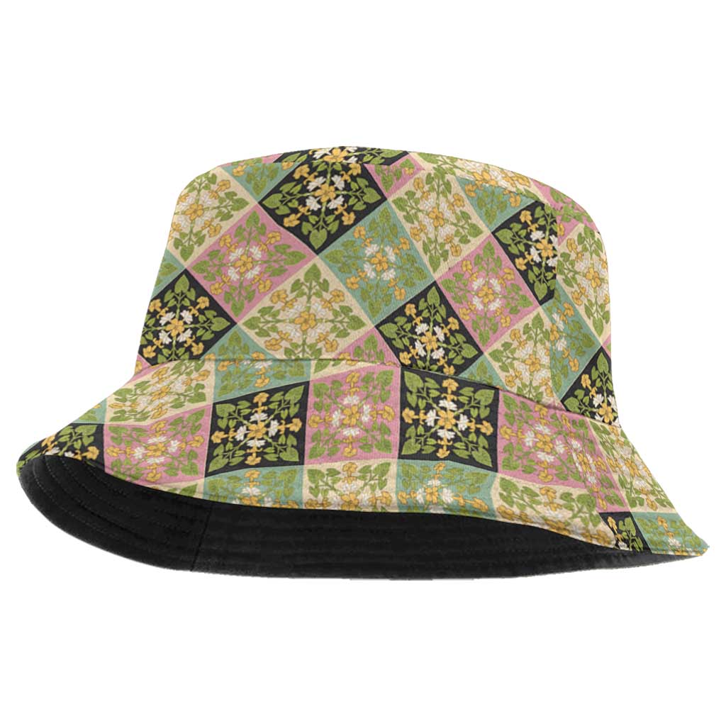 Seamless Pattern Puakenikeni and Kalo Bucket Hat LT9 One Size Beige - Polynesian Pride