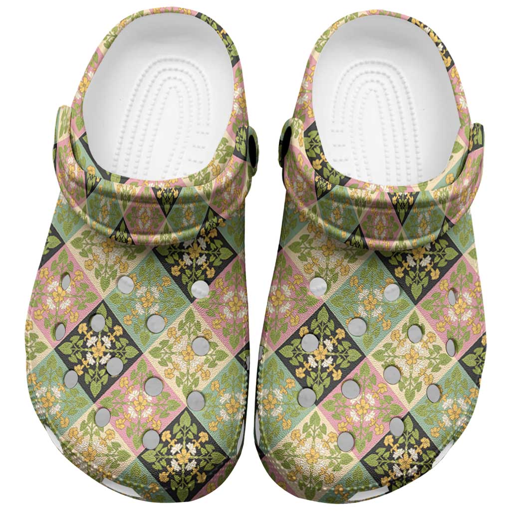 Seamless Pattern Puakenikeni and Kalo Clogs Shoes LT9 Beige - Polynesian Pride