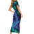 Purple Polynesian Family Matching Short Sleeve Bodycon Dress and Hawaiian Shirt Tribal Hammerhead Shark LT14 - Polynesian Pride