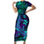 Purple Polynesian Family Matching Short Sleeve Bodycon Dress and Hawaiian Shirt Tribal Hammerhead Shark LT14 Mom's Dress Purple - Polynesian Pride