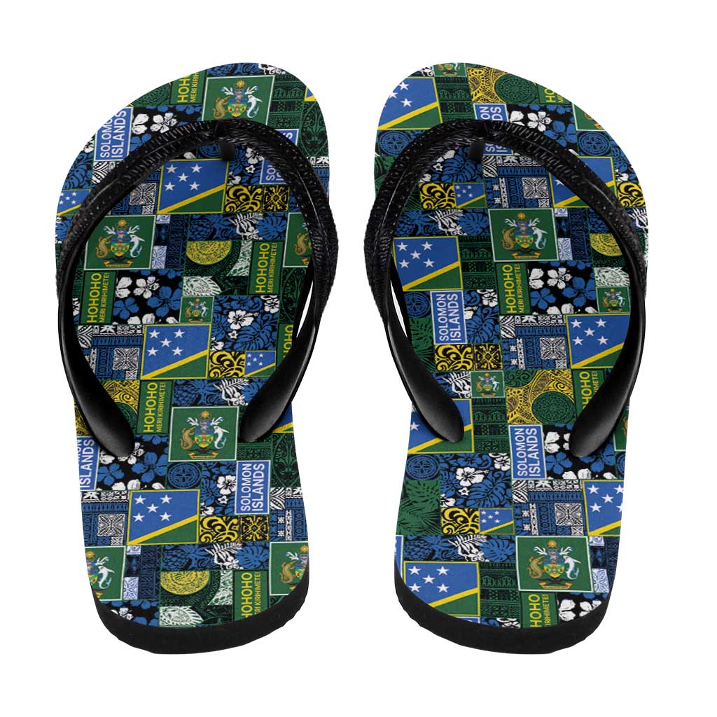 Solomon Islands Meri Kirihimete Flip Flops Pacific Patchwork Xmas Vibes LT9 - Polynesian Pride