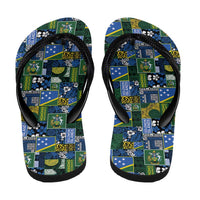 Solomon Islands Meri Kirihimete Flip Flops Pacific Patchwork Xmas Vibes LT9 - Polynesian Pride