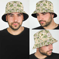 Squares Maile Leaf Bucket Hat Beige Palaka Hawaiian Quilt Pattern LT9 - Polynesian Pride