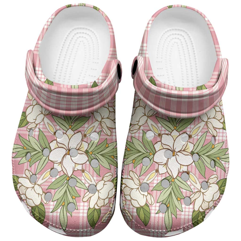 Squares Maile Leaf Clogs Shoes Pink Palaka Hawaiian Quilt Pattern LT9 Pink - Polynesian Pride