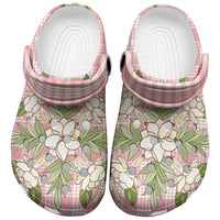 Squares Maile Leaf Clogs Shoes Pink Palaka Hawaiian Quilt Pattern LT9 Pink - Polynesian Pride