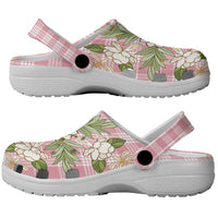 Squares Maile Leaf Clogs Shoes Pink Palaka Hawaiian Quilt Pattern LT9 - Polynesian Pride