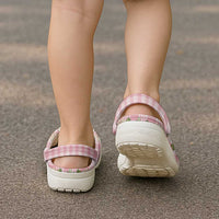 Squares Maile Leaf Clogs Shoes Pink Palaka Hawaiian Quilt Pattern LT9 - Polynesian Pride