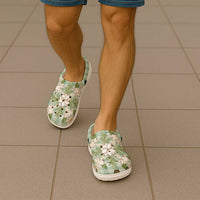 Squares Maile Leaf Clogs Shoes Turquoise Palaka Hawaiian Quilt Pattern LT9 - Polynesian Pride