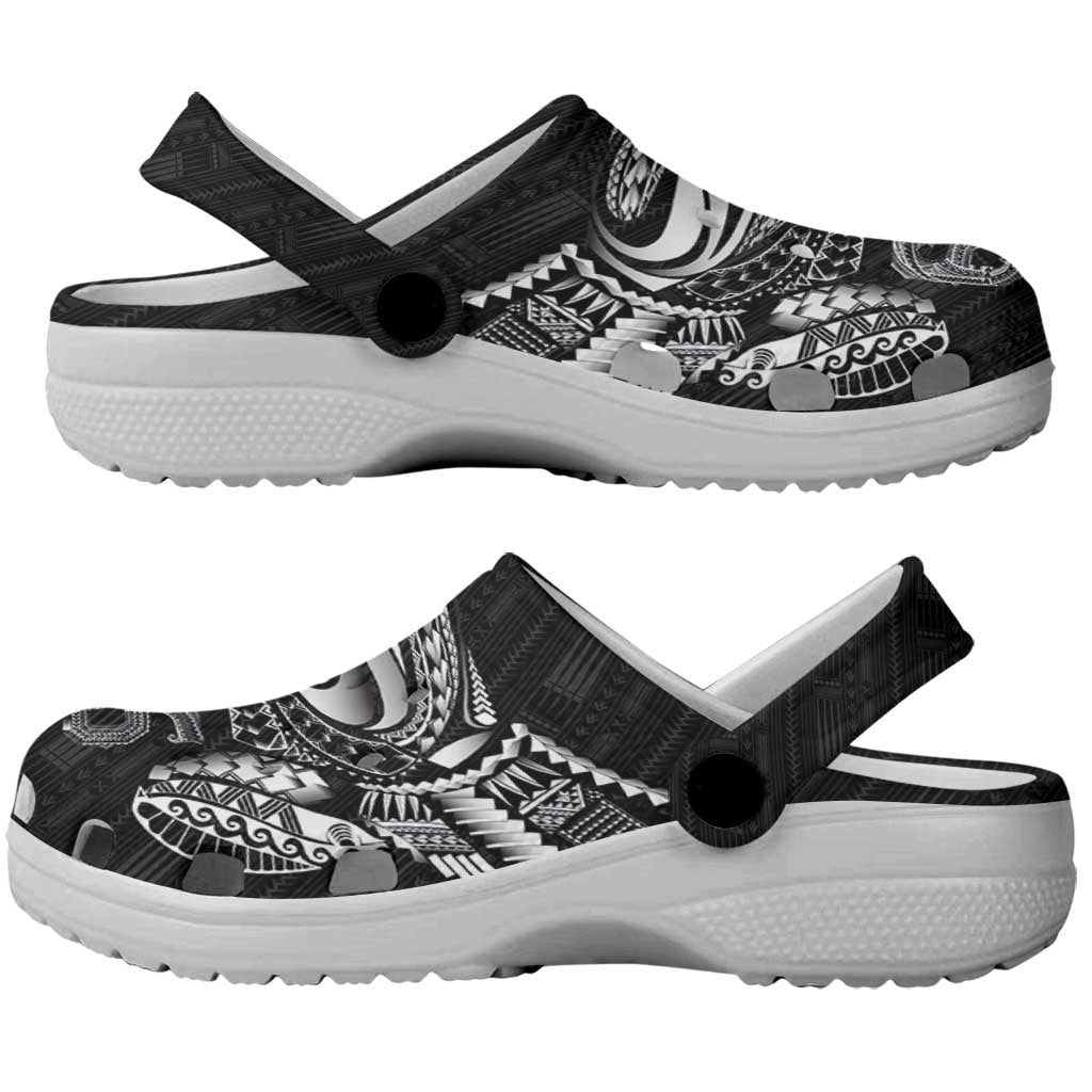Super Samoa 685 Tribal Tattoo Clogs Shoes Samoan Ornament Pattern Black Edition LT03 - Polynesian Pride