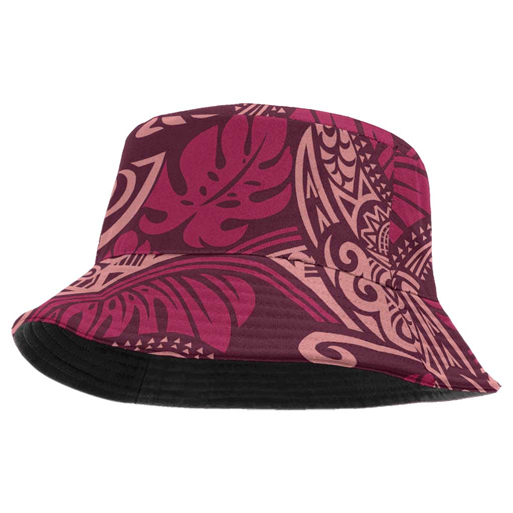 Sweet Pink Monstera Bucket Hat Polynesian Tribal Pattern LT01 One Size Pink - Polynesian Pride