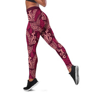 Sweet Pink Monstera Leggings Polynesian Tribal Pattern LT01 Pink - Polynesian Pride