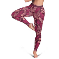 Sweet Pink Monstera Leggings Polynesian Tribal Pattern LT01 - Polynesian Pride