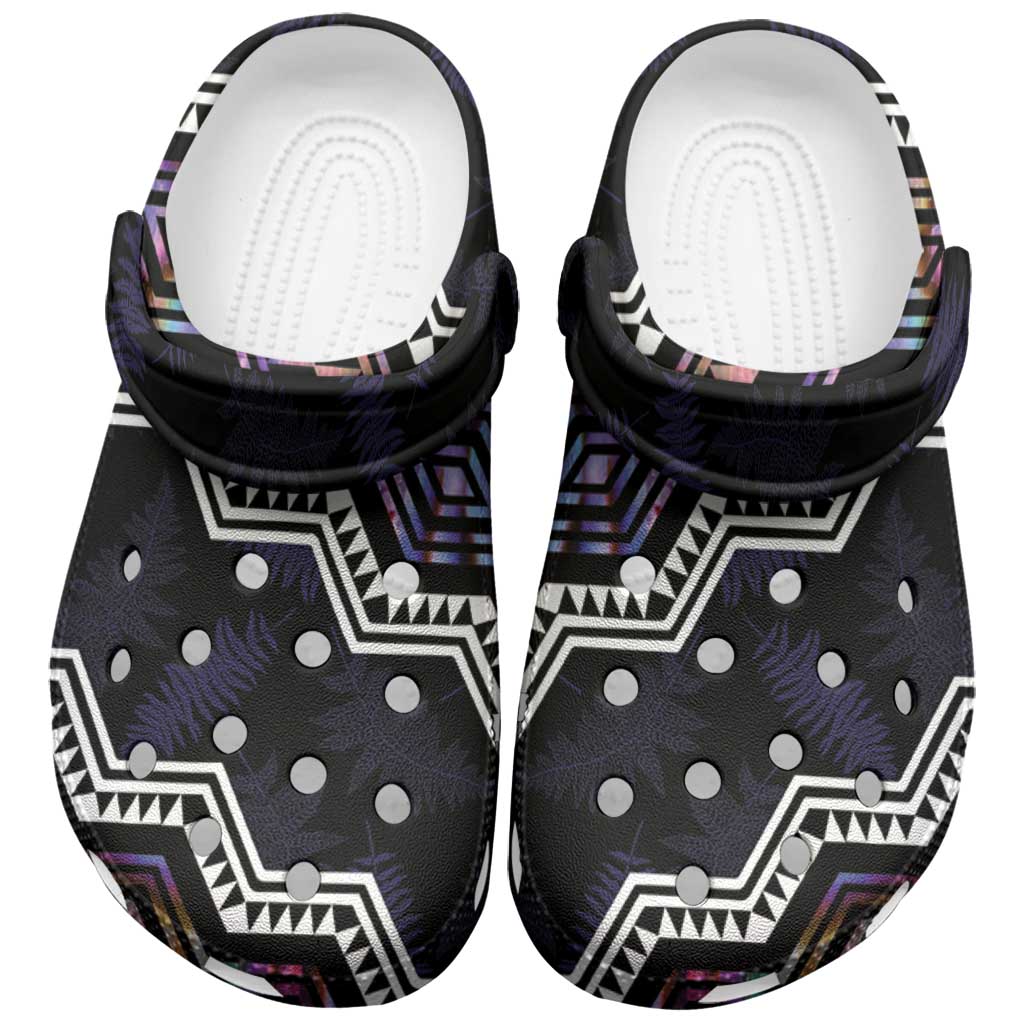 Taniko Aotearoa Mix Paua Shell Clogs Shoes Niho Taniwha Lilac Glitter LT01 Purple - Polynesian Pride