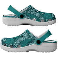 Teal Monstera Clogs Shoes Polynesian Tribal Pattern LT01 - Polynesian Pride