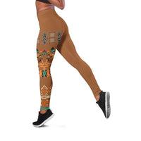 Terracotta Batik Papua-inspired Pattern Leggings LT9 Gold - Polynesian Pride