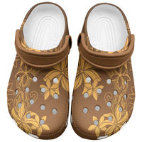 Tiare Tahiti Clogs Shoes Brown Polynesia Motifs LT05 Brown - Polynesian Pride