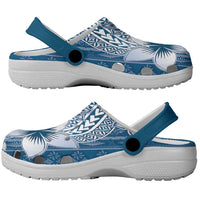Tonga Kupesi Ngatu Clogs Shoes Vintage Blue Plumeria LT05 - Polynesian Pride