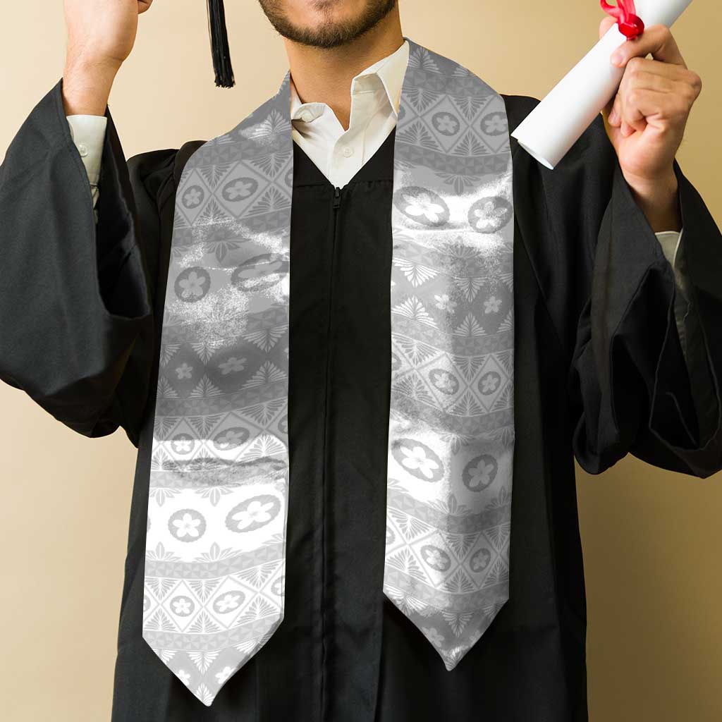 Tonga White Sunday Graduation Stole Tongan Ngatu Siale Pattern LT05 - Polynesian Pride
