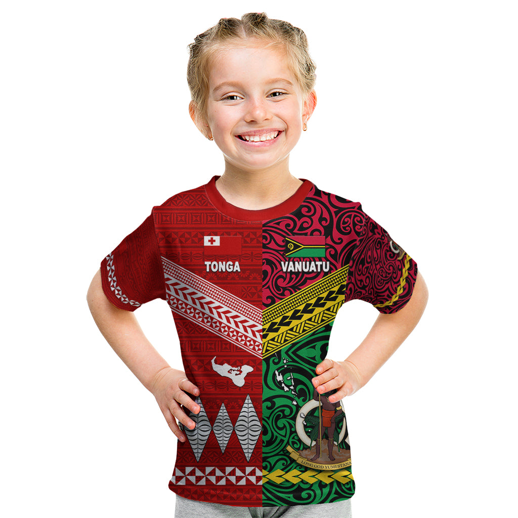 Custom Vanuatu Tonga T Shirt Polynesian Together Bright Red, Custom Text and Number LT8 Red - Polynesian Pride