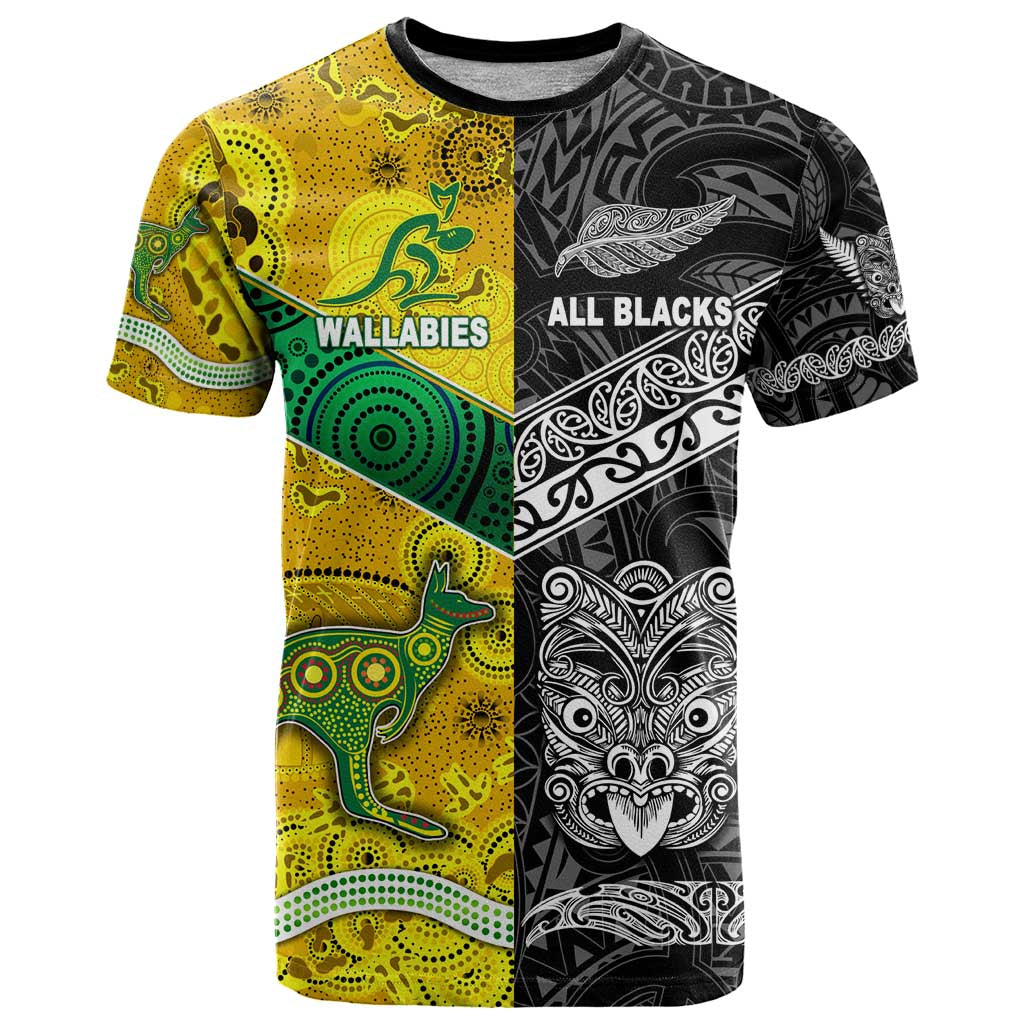 New Zealand Maori All Black And Australia Wallabies Aboriginal T Shirt Rugby Together LT8 Kid - Polynesian Pride
