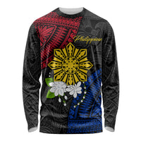 Philippines Sampaguita Filipino Sun Long Sleeve Shirt - LT12 Unisex Black - Polynesian Pride