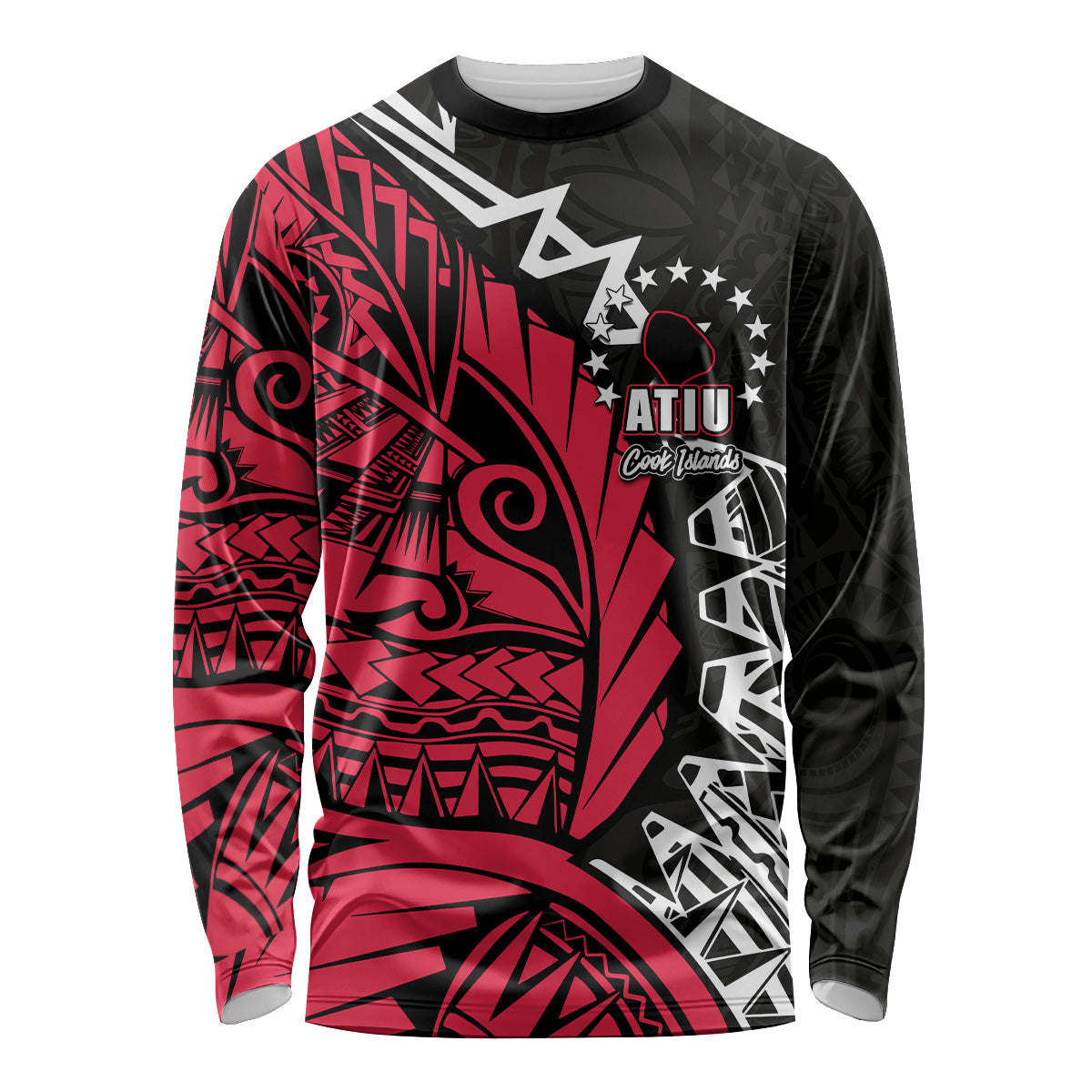 (Custom Personalised)Cook Islands Long Sleeve Shirts Atiu Polynesian Style LT6 Unisex Red - Polynesian Pride