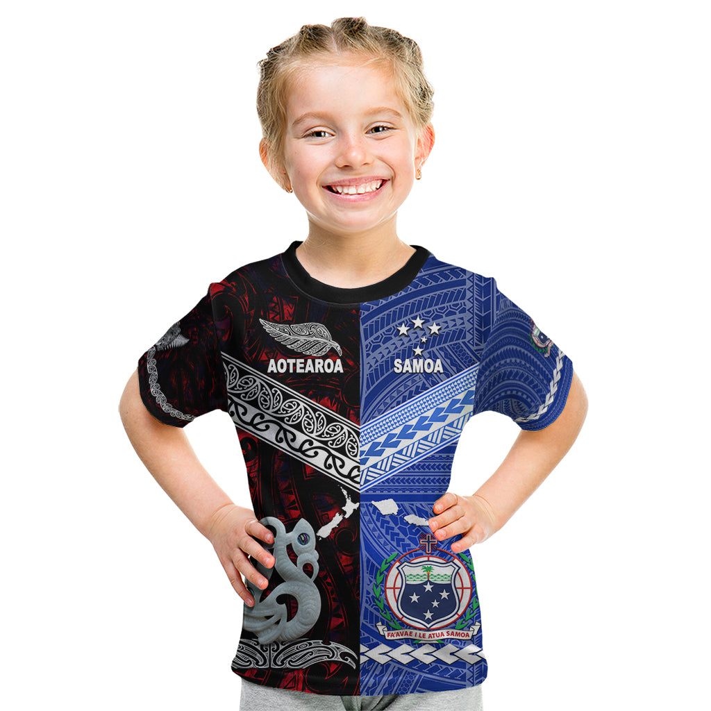 Samoa And New Zealand T Shirt Together Red LT8 Red - Polynesian Pride