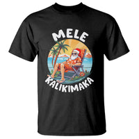 Mele Kalikimaka Tropical Hawaiian Christmas in Hawaii Sunbath Santa T Shirt TS02 Black - Polynesian Pride