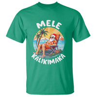 Mele Kalikimaka Tropical Hawaiian Christmas in Hawaii Sunbath Santa T Shirt TS02 Irish Green - Polynesian Pride