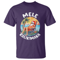 Mele Kalikimaka Tropical Hawaiian Christmas in Hawaii Sunbath Santa T Shirt TS02 Purple - Polynesian Pride