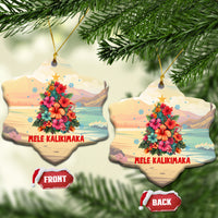 Hawaiian Christmas Ceramic Ornament Tropical Hawaii Hibiscus Xmas Tree Mele Kalikimaka TS02 Snow Flake Sand - Polynesian Pride