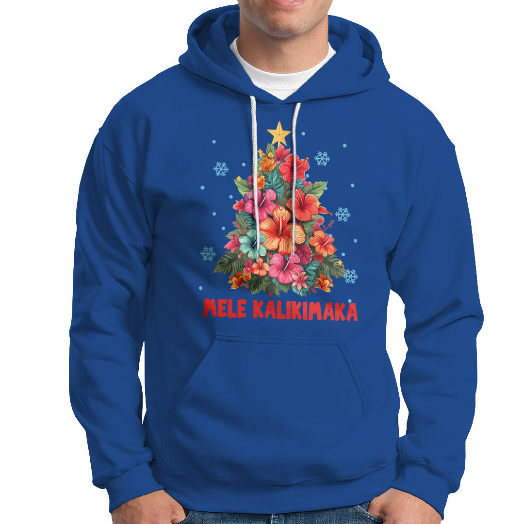 Tropical Hawaiian Hibiscus Christmas Tree Mele Kalikimaka Hoodie TS02 Royal Blue - Polynesian Pride