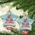 Hawaiian Christmas Ceramic Ornament Tropical Hawaii Plumeria Xmas Tree Mele Kalikimaka TS02 Star Light Blue - Polynesian Pride