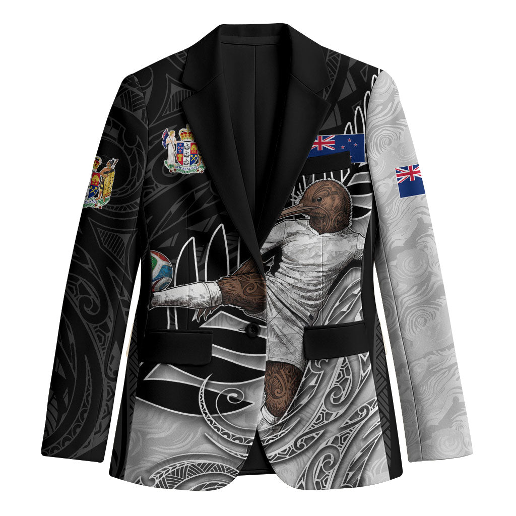 Personalized New Zealand Football Blazer Kiwi Mascot with Silver Fern - Maori Tribal Tattoo Art TS04 Unisex Black White - Polynesian Pride
