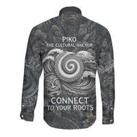 Hawaiian Piko Long Sleeve Button Shirt Cultural Anchor Connect Your Roots Ocean Waves TS04 - Polynesian Pride