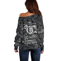 Hawaiian Piko Off Shoulder Sweater Cultural Anchor Connect Your Roots Ocean Waves TS04 - Polynesian Pride
