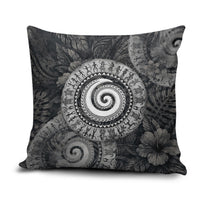 Hawaiian Piko Pillow Cover Cultural Anchor Connect Your Roots Ocean Waves TS04 Black Grey - Polynesian Pride