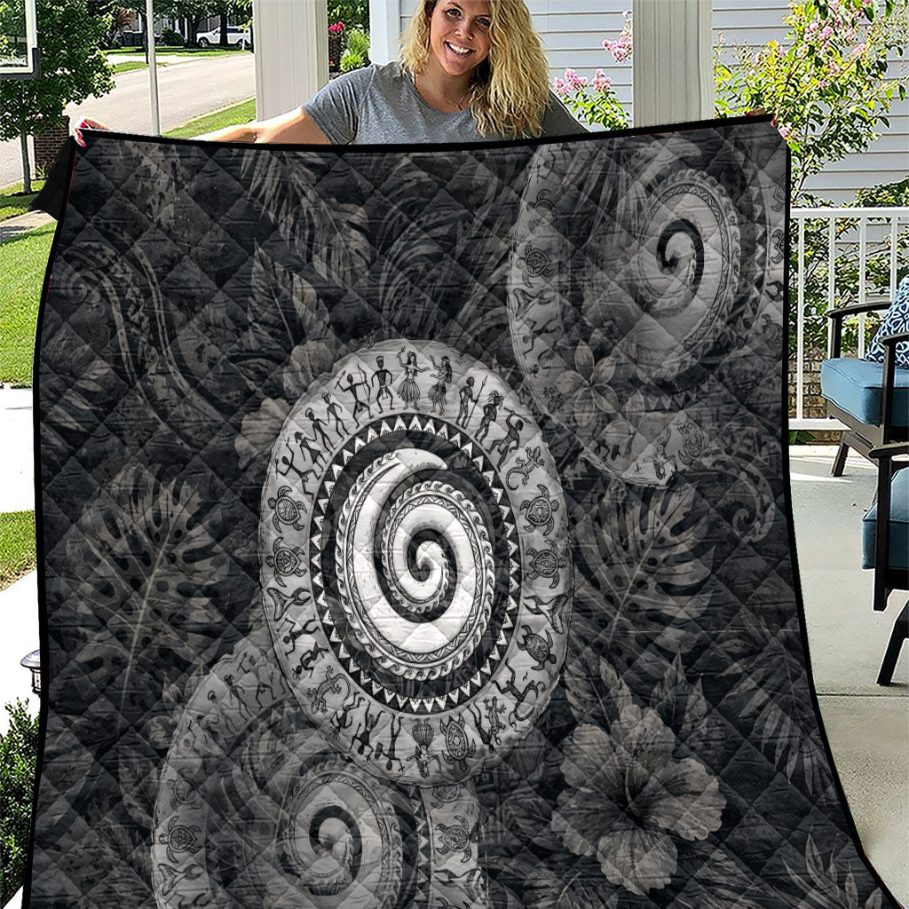 Hawaiian Piko Quilt Cultural Anchor Connect Your Roots Ocean Waves TS04 Black Grey - Polynesian Pride
