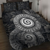 Hawaiian Piko Quilt Bed Set Cultural Anchor Connect Your Roots Ocean Waves TS04 Black Grey - Polynesian Pride