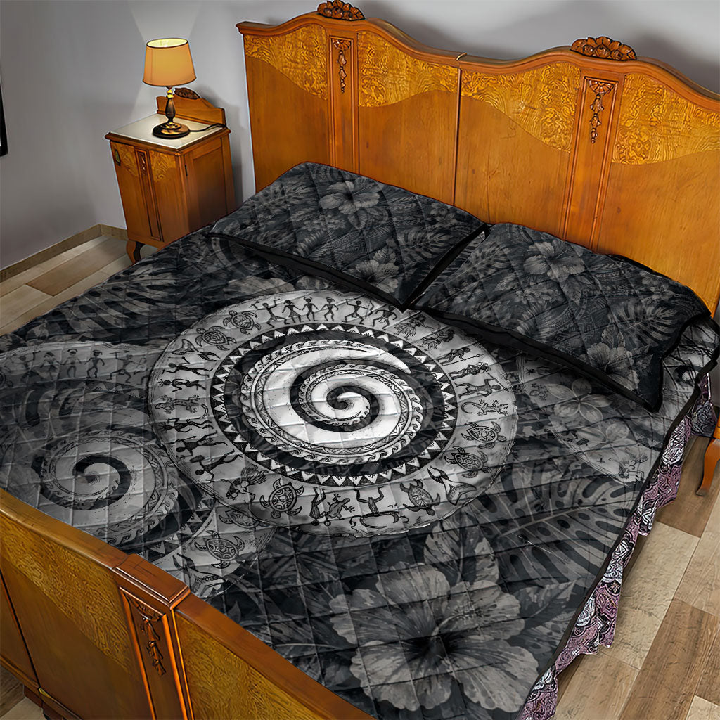Hawaiian Piko Quilt Bed Set Cultural Anchor Connect Your Roots Ocean Waves TS04 - Polynesian Pride