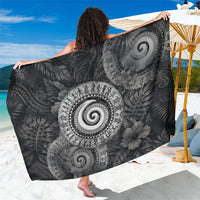 Hawaiian Piko Sarong Cultural Anchor Connect Your Roots Ocean Waves TS04 One Size 44 x 66 inches Black Grey - Polynesian Pride