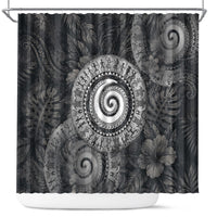 Hawaiian Piko Shower Curtain Cultural Anchor Connect Your Roots Ocean Waves TS04 Black Grey - Polynesian Pride