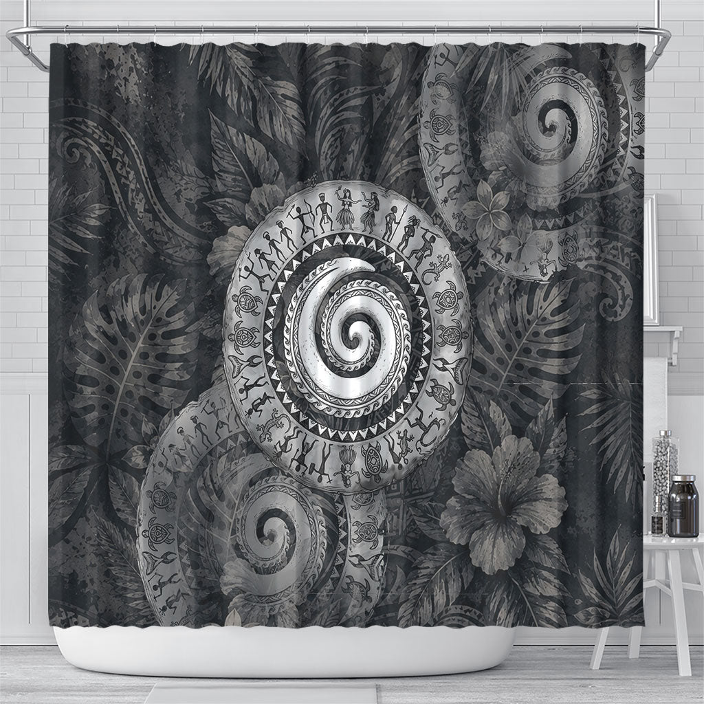 Hawaiian Piko Shower Curtain Cultural Anchor Connect Your Roots Ocean Waves TS04 - Polynesian Pride