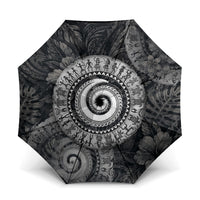 Hawaiian Piko Umbrella Cultural Anchor Connect Your Roots Ocean Waves TS04 One Size Folded 11.42 inch Opened Diameter 37.4 inch Black Grey - Polynesian Pride
